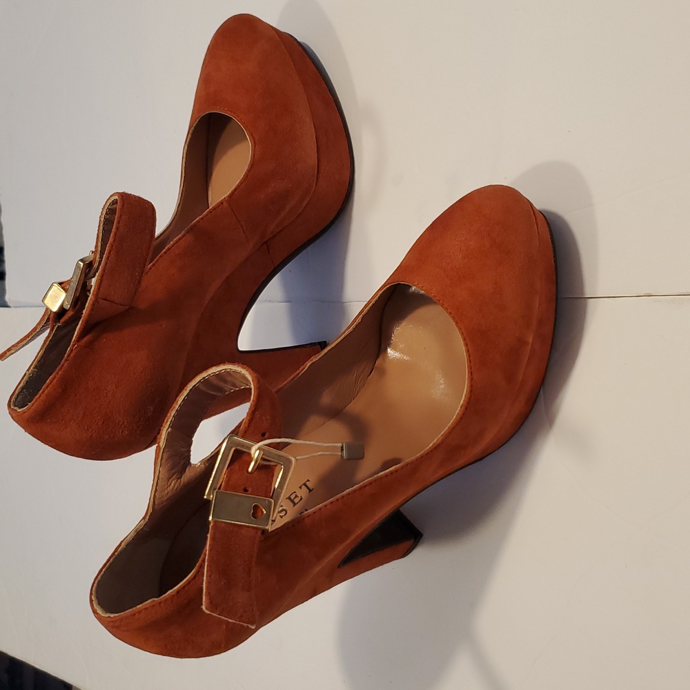 Twin - Set By Simona Barbieri Womens Suede Platform Buckle Heels Size US 9 NWOT